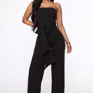 Aria Rhinestone Jumpsuit - Black